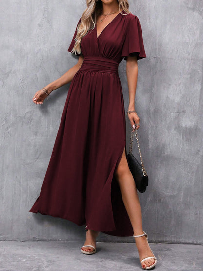 Robe Soirée Noire Élégante Col en V
