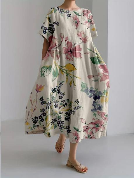 Robe Été Légère Florale Col Rond