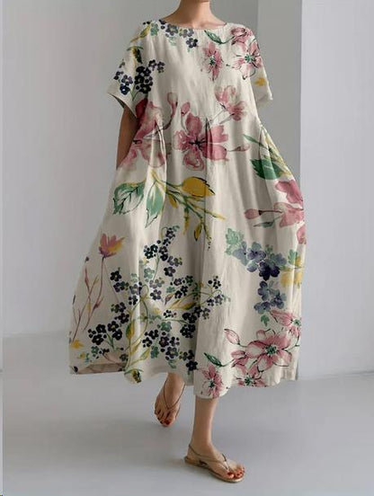 Robe Été Légère Florale Col Rond