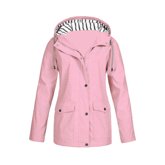 Veste de Pluie Boutonnée Capuche Rayée