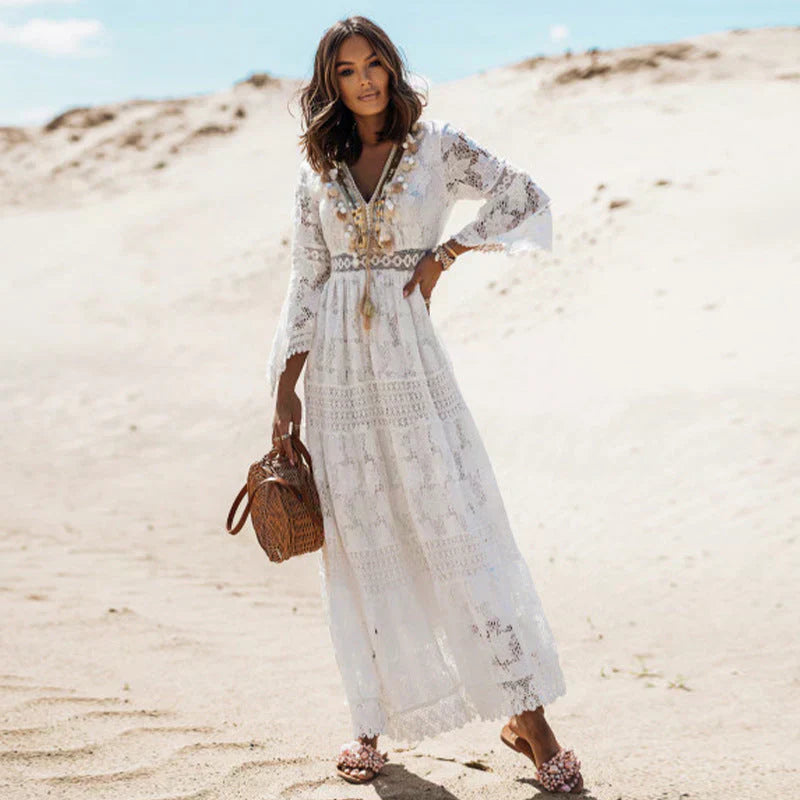 Robe Bohème Manche Longue pour Femme