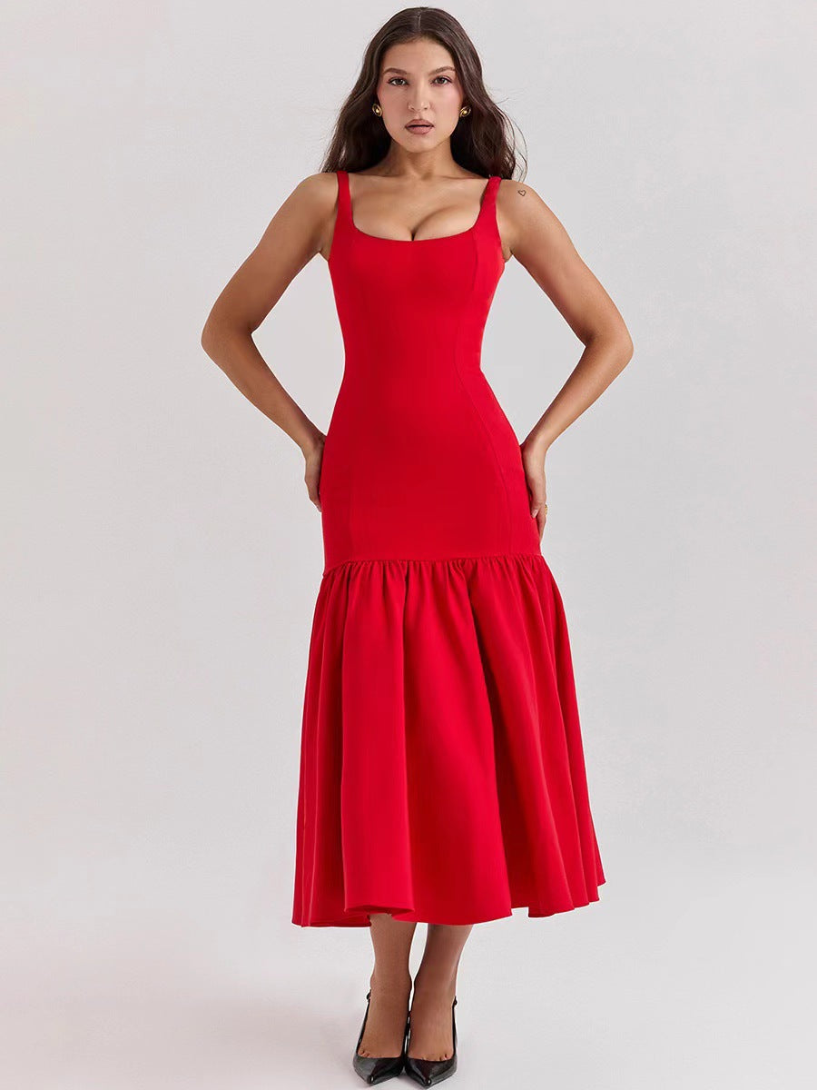 Robe Longue Élégante à Volants pour Soirée Chic