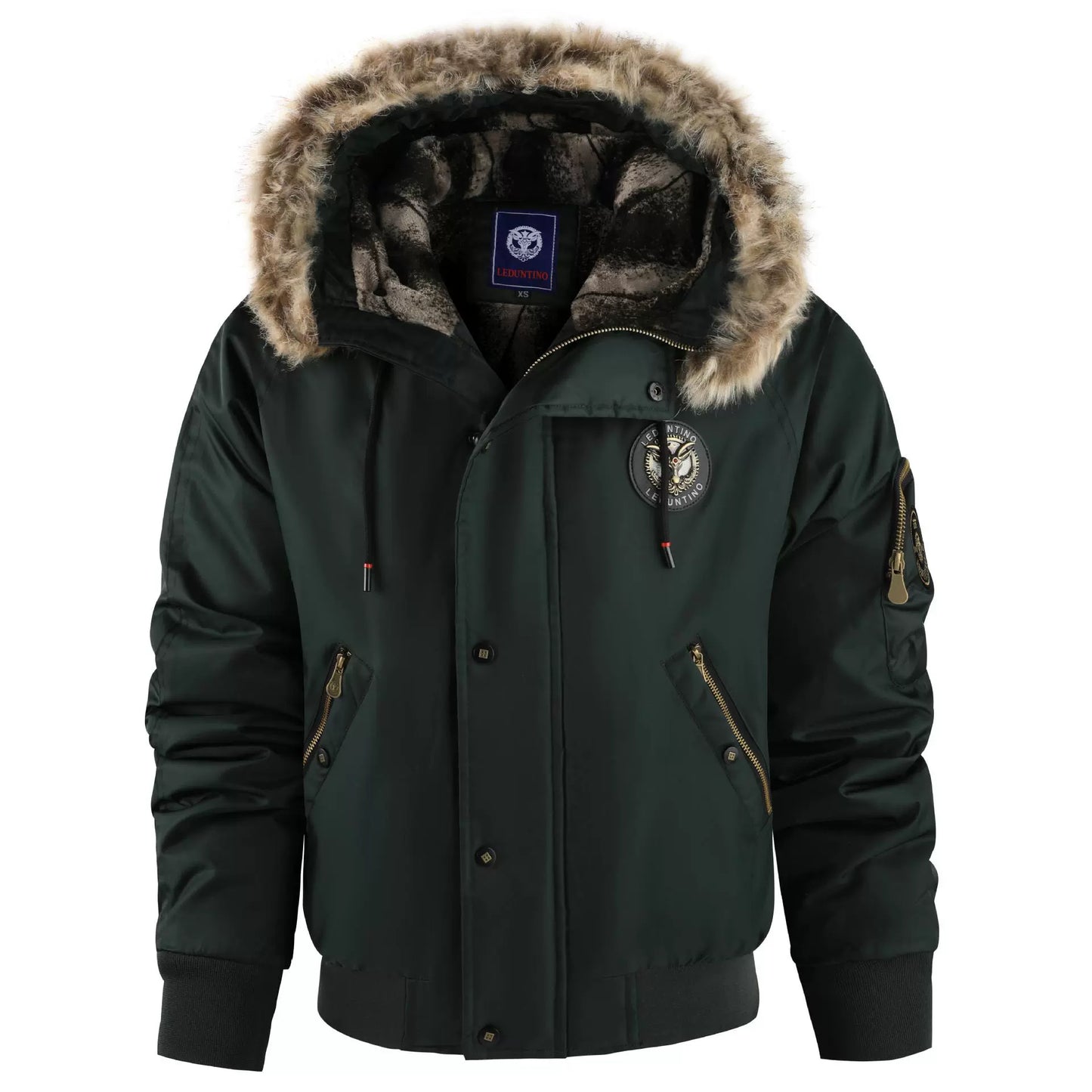 Blouson Homme Hiver Zippé avec Capuche et Manches Longues