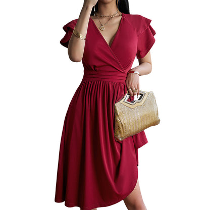 Eleganza™ – Robe Midi Femme Élégante Col en V Flatteur Polyvalente-6