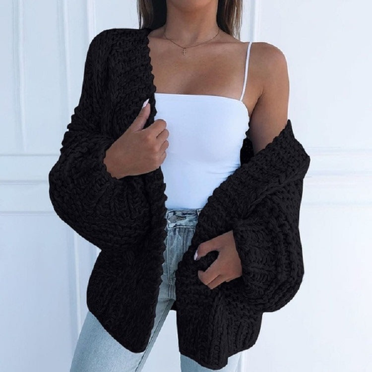 Gilet femme chaud hiver en tricot beige manches longues