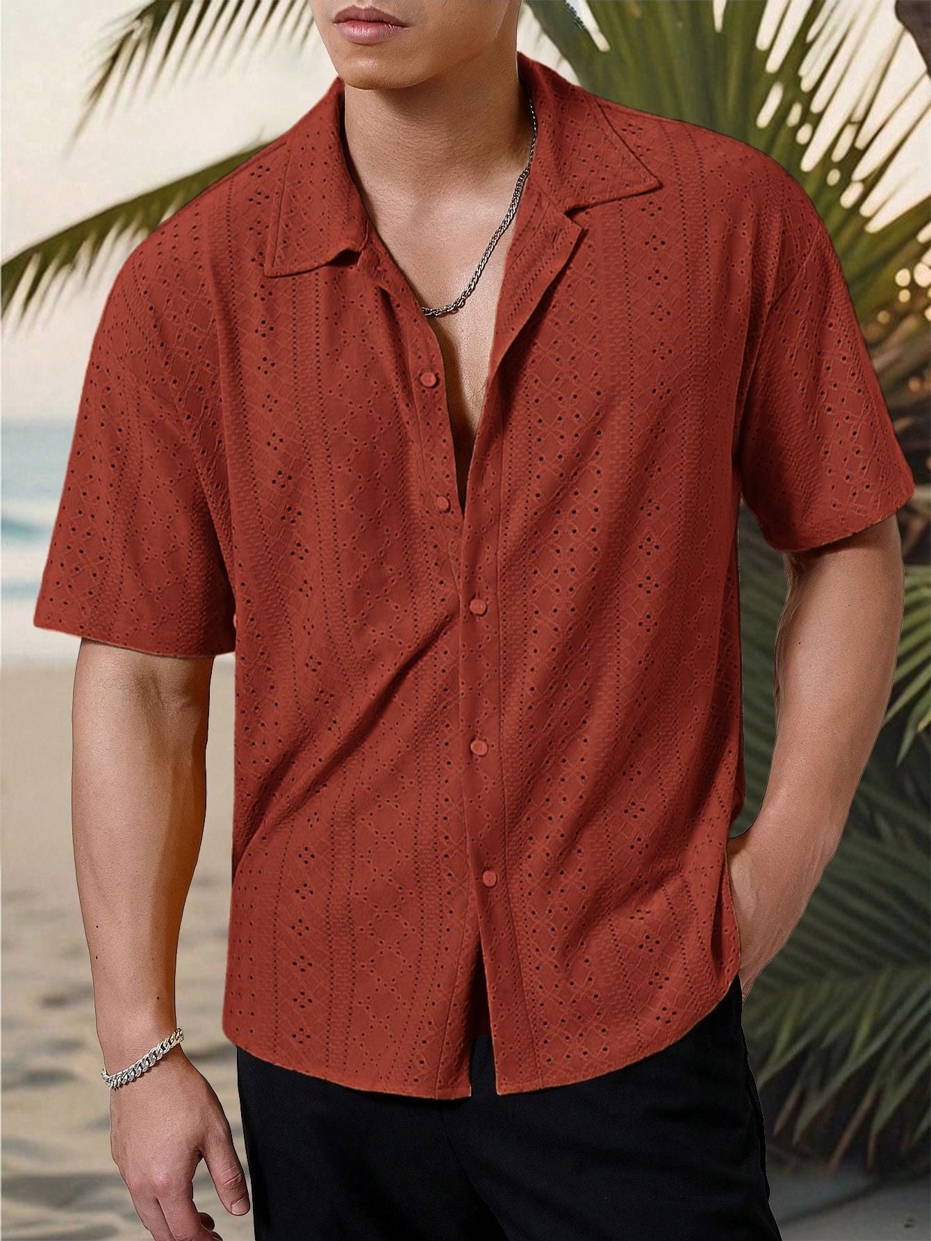 Chemise Homme Décontractée en Coton Boutonnée