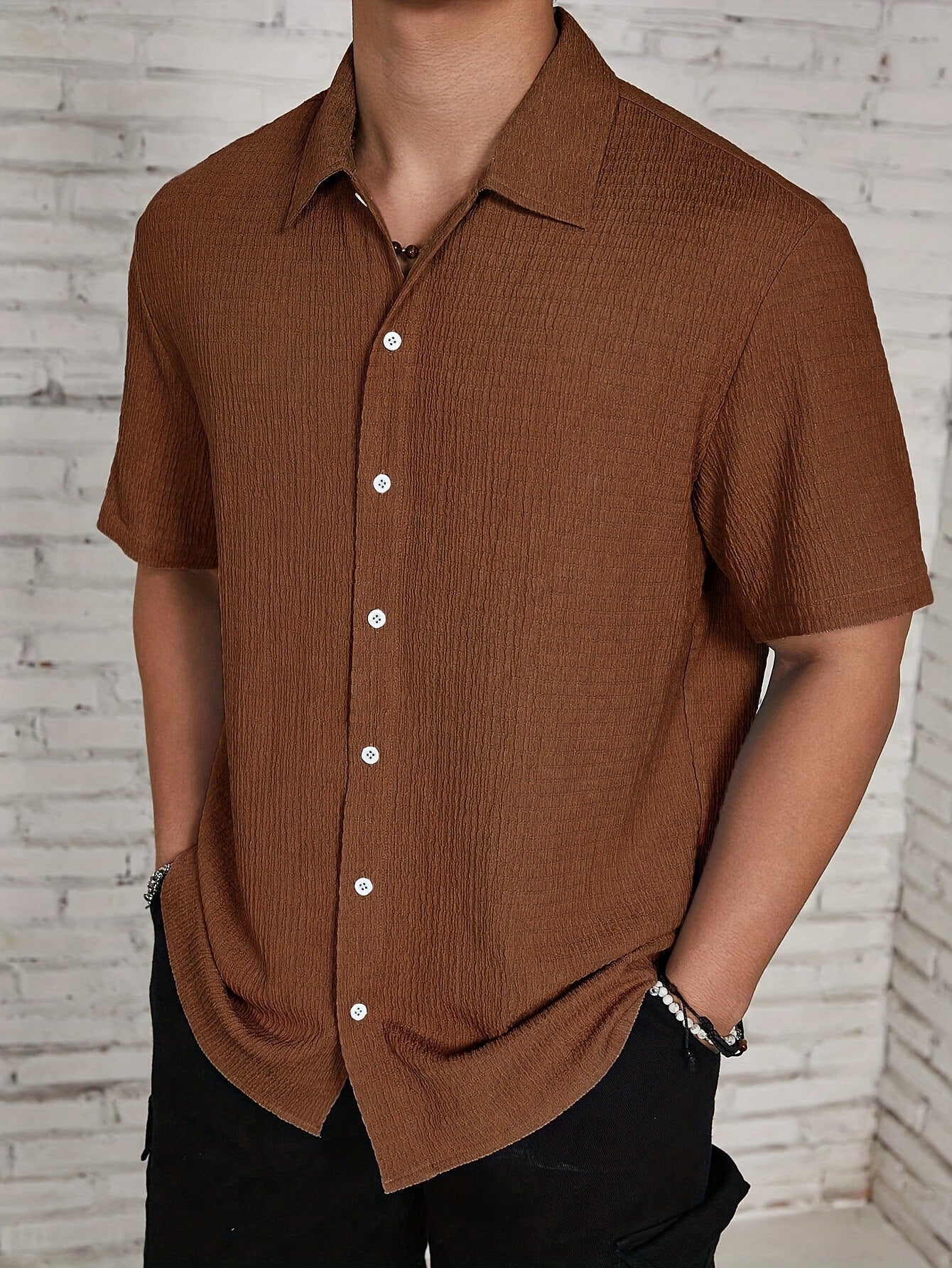 Chemise Homme Décontractée en Coton Boutonnée