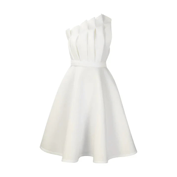 Robe Épaule Nude à Taille Évasée pour Femme - BerlinGlamour