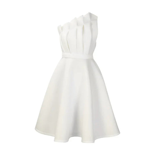 Robe Épaule Nude à Taille Évasée pour Femme - BerlinGlamour