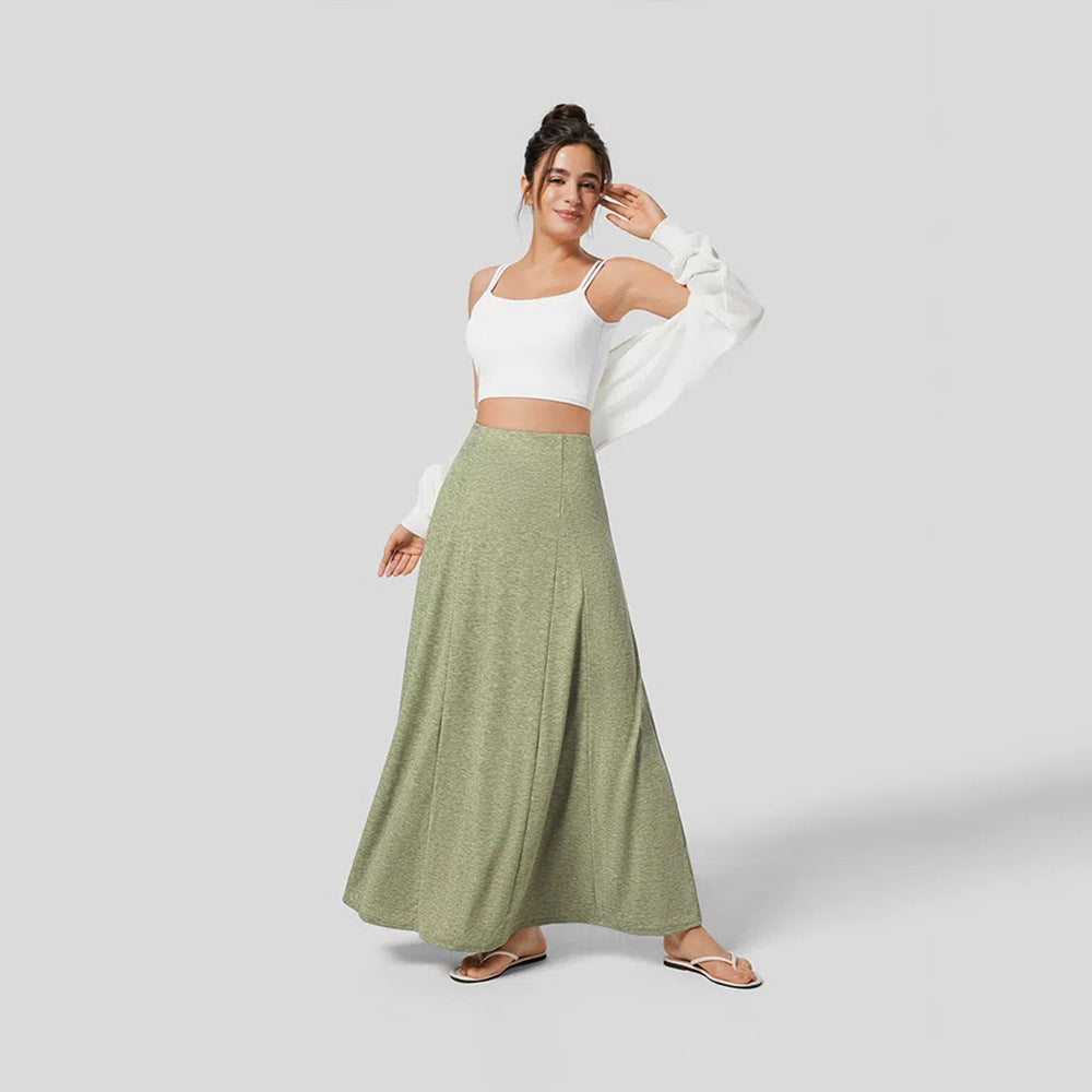 Jupe Longue Femme Élégante en Tissu Léger avec Taille Haute