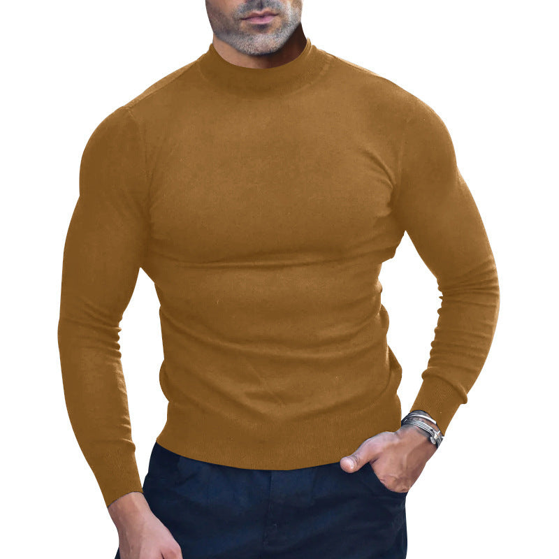 Pull Fin Maille Col Roulé Élégant Slim Fit