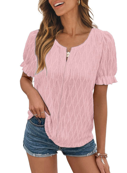 Blouse Femme Élégante Manches Courtes Noir