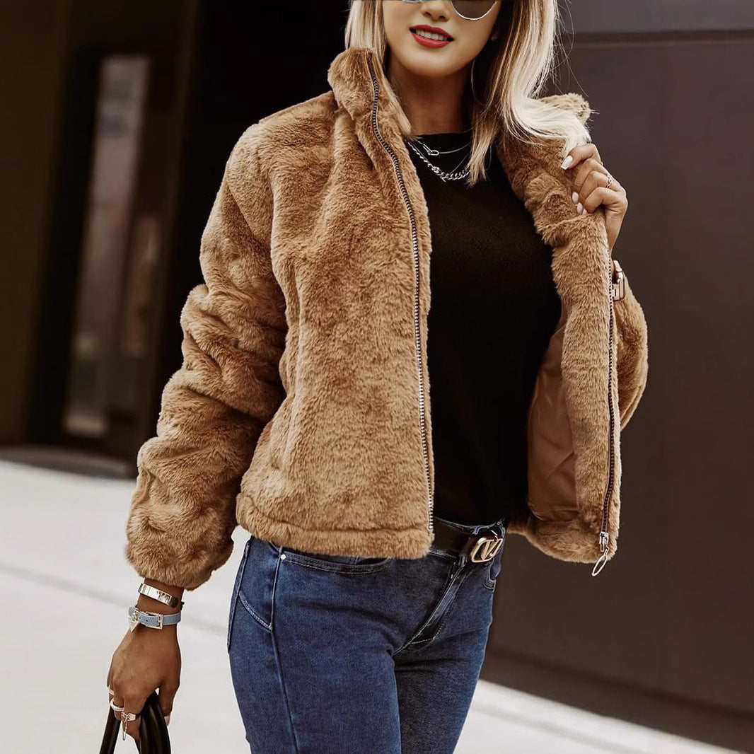 Veste Teddy Femme Zippée Confort Douillet Style Bomber - PanierRoyale