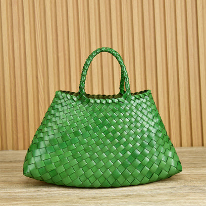 Sac à main en cuir authentique avec anses doubles pour femme