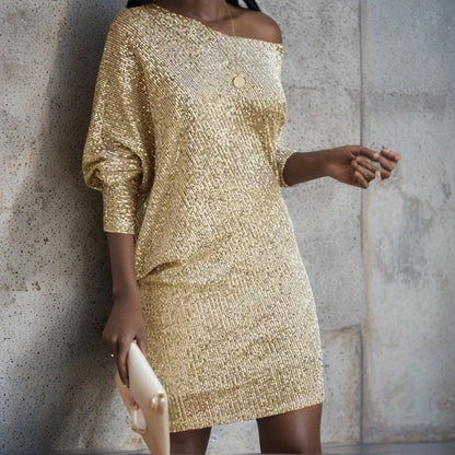 Robe Off-Shoulder Pailletée Fête et Soirée