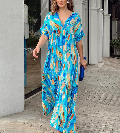 Robe de Plage Légère pour Femme - Caftan Été Floral à Imprimé Coloré