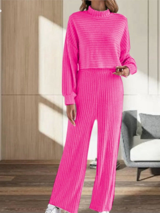 Ensemble Chic Maille Col Rond et Pantalon Taille Haute - vue 3
