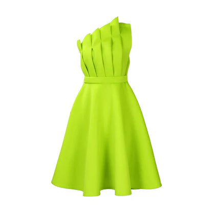 Robe Épaule Nude à Taille Évasée pour Femme