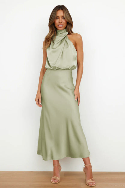 Robe de Soirée Longue en Satin pour Femme Élégante