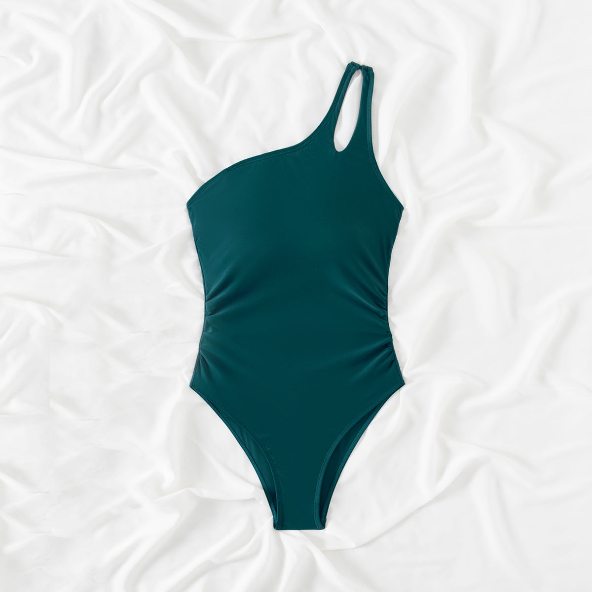 Maillot de bain Femme Une épaule Imprimé Tropical Coupe Ajustée