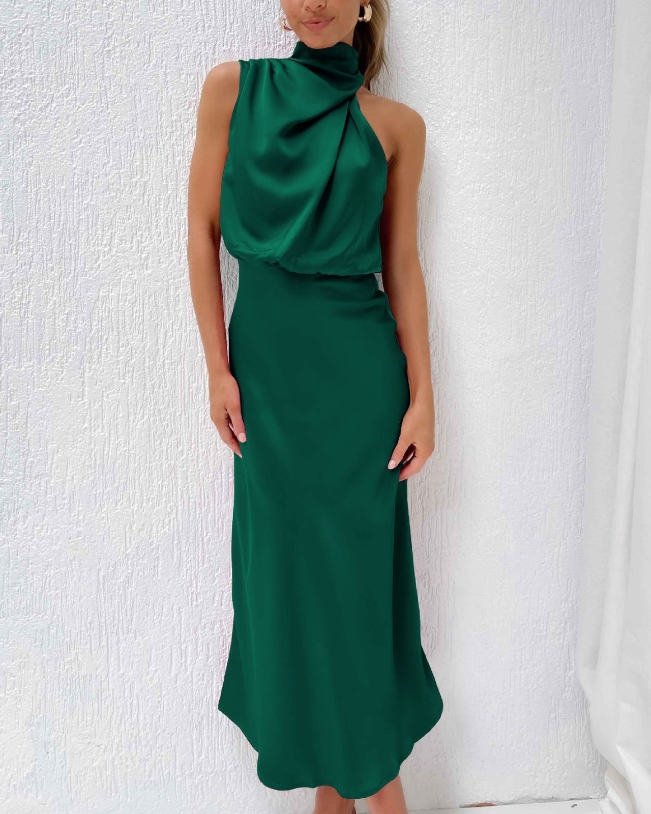 Robe Été Décolletée Vert Émeraude pour Femme - PanierRoyale