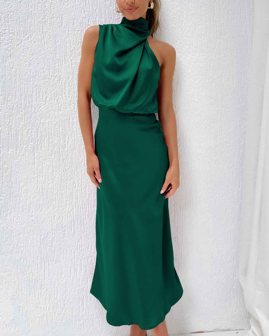 Robe Été Décolletée Vert Émeraude pour Femme - PanierRoyale