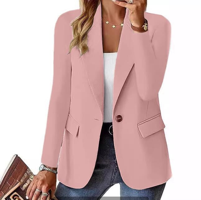 Blazer Femme Élégant à Fermeture Éclair et Col Classique pour Travail et Quotidien