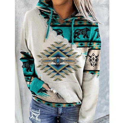 Sweat À Capuche Femme Hiver Imprimé Floral Chaud et Confortable
