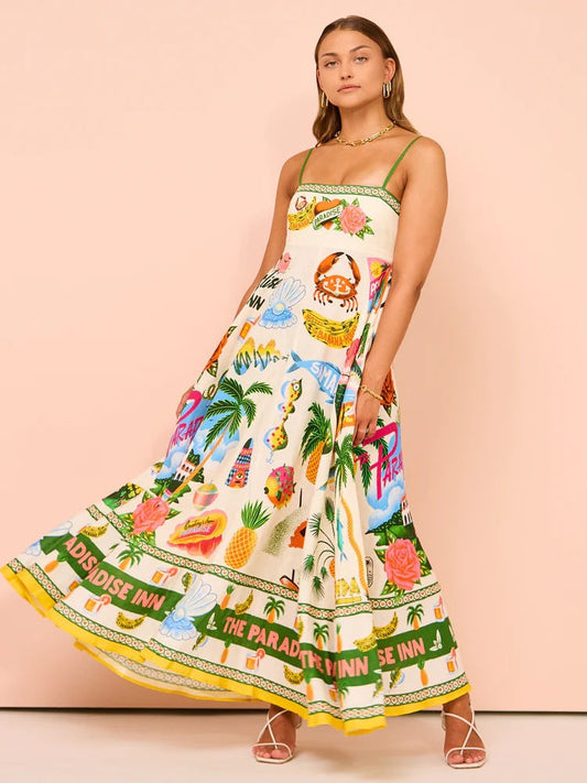 Robe Été en Lin Léger avec Bretelles Réglables et Poches - PanierRoyale