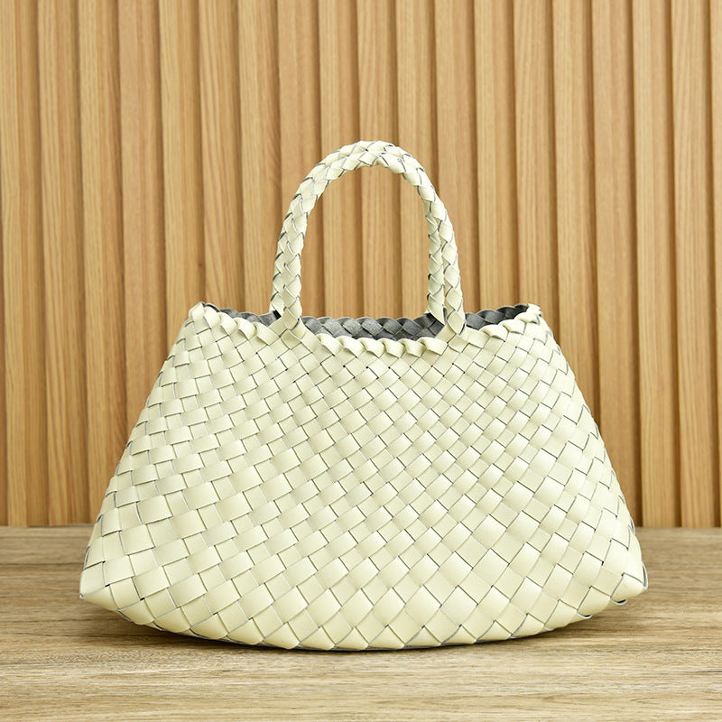 Sac à main en cuir authentique avec anses doubles pour femme