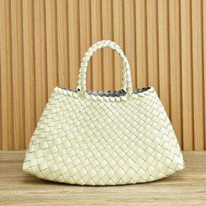 Sac à main en cuir authentique avec anses doubles pour femme