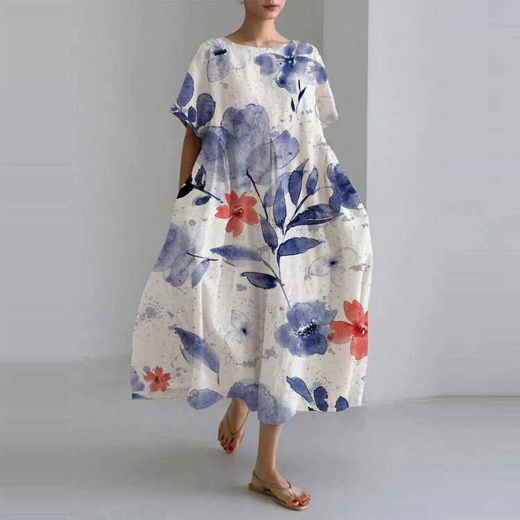 Robe Été Légère Florale Col Rond