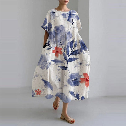 Robe Été Légère Florale Col Rond