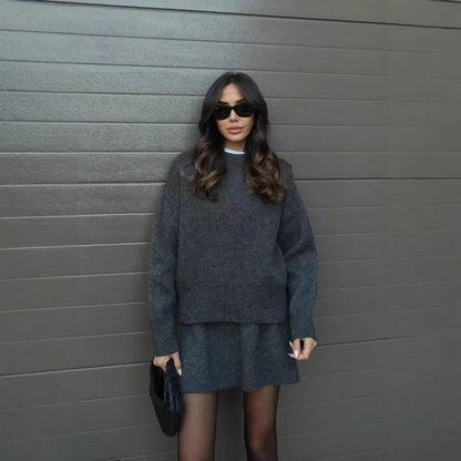 Ensemble 2 pièces Femme : Pull et Jupe pour un Look Décontracté Chic
