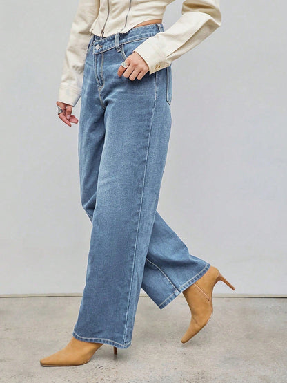 Jean Large Taille Droite Moderne