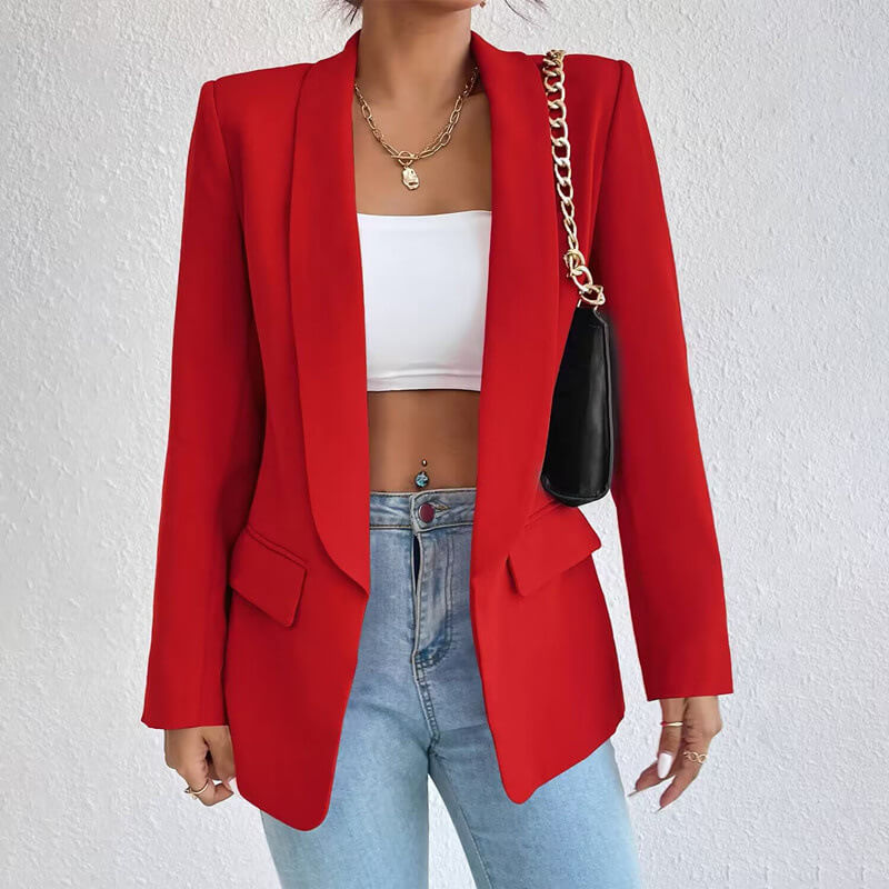 Blazer Femme Élégant Manches Longues Col V