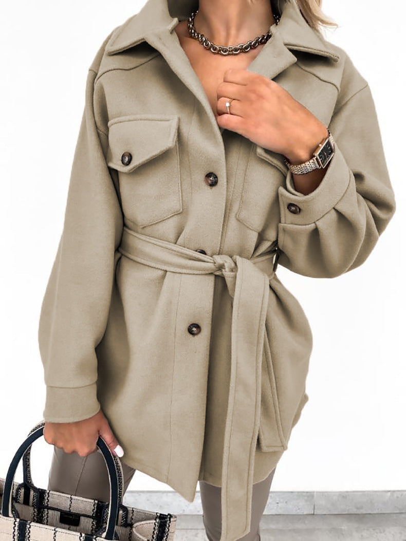 Manteau Élégant Ceinturé pour Femme