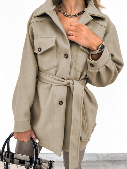 Manteau Élégant Ceinturé pour Femme
