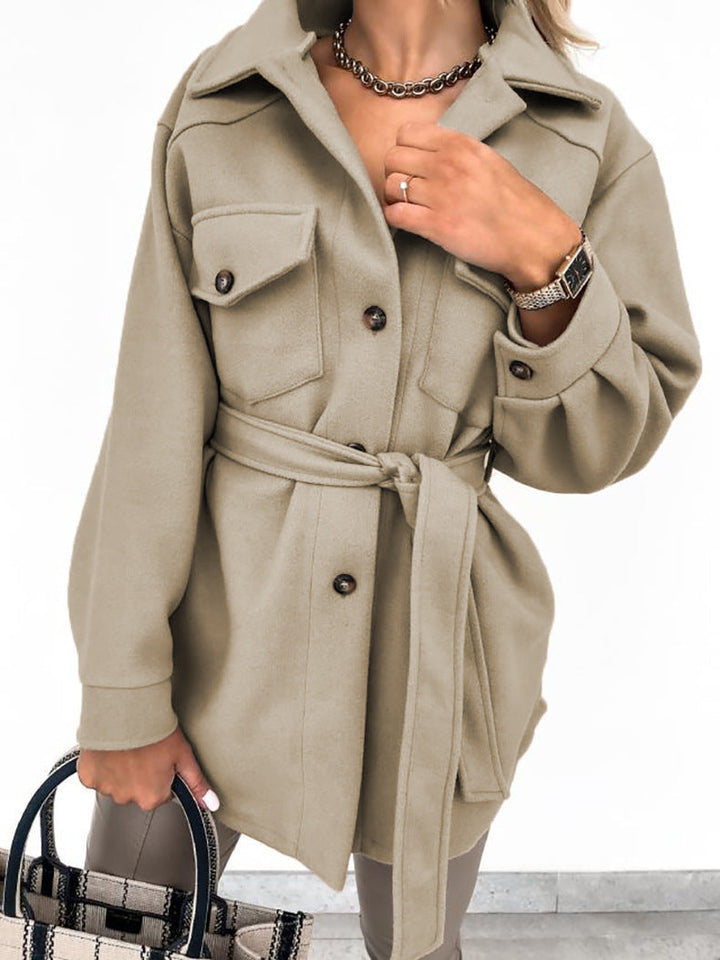 Manteau Élégant Ceinturé avec Ceinture - vue 11