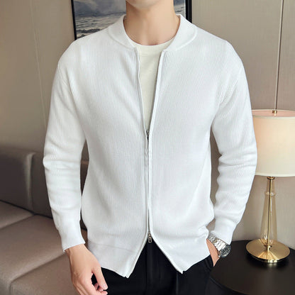 Pull en maille pour homme col montant à fermeture éclair