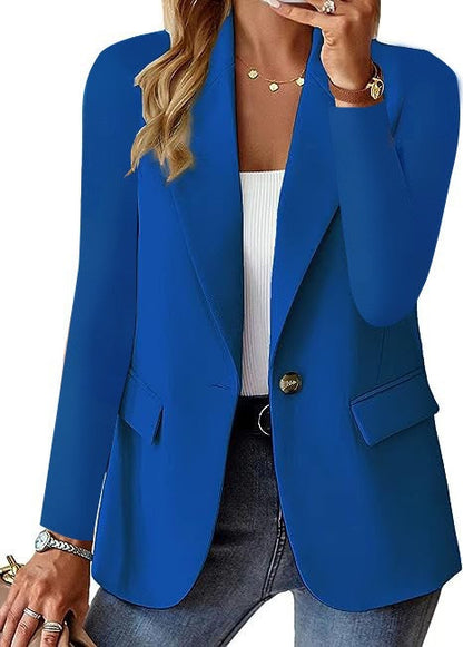 Blazer Femme Élégant à Fermeture Éclair et Col Classique pour Travail et Quotidien