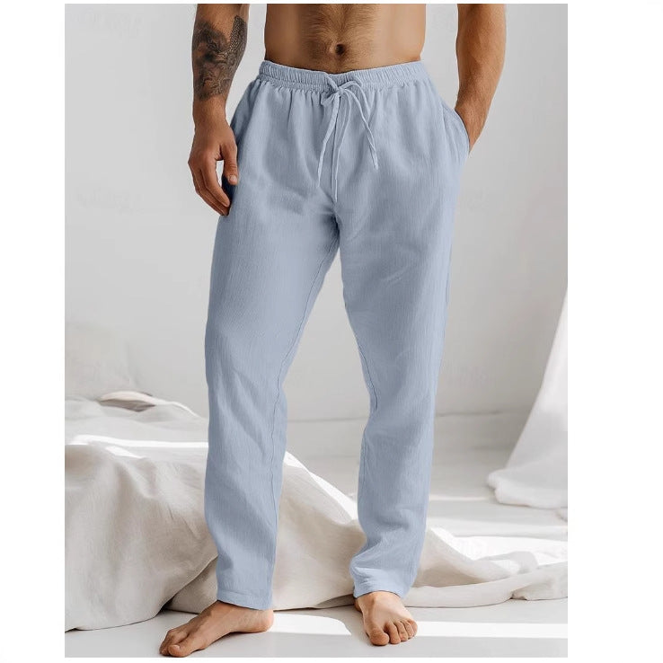 Pantalon de Nuit Homme Blanc en Coton Élastiqué