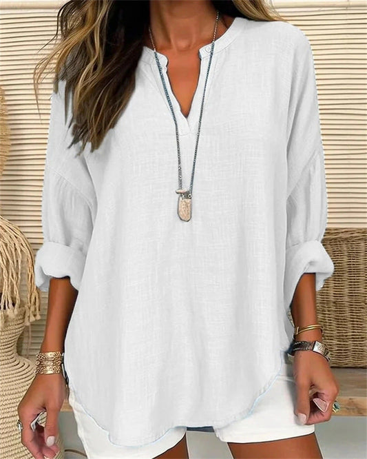 Blouse Femme Manches Longues Classique Beige - PanierRoyale