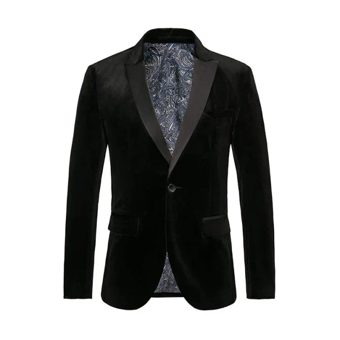 Veste Costume Homme Mariage Slim Noir Un Bouton - PanierRoyale