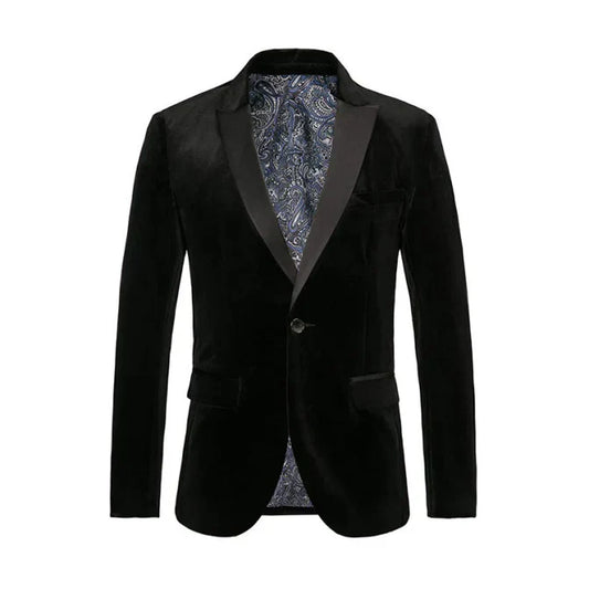 Veste Costume Homme Mariage Slim Noir Un Bouton - PanierRoyale