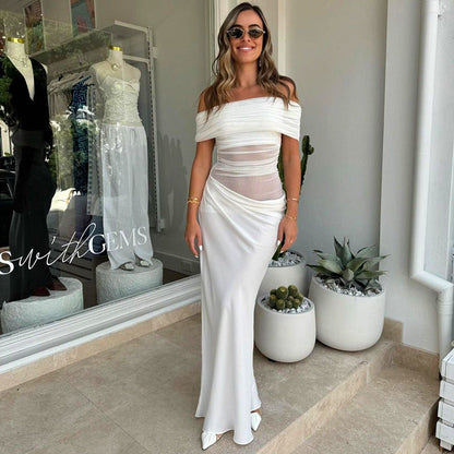 Robe de Soirée Longue en Dentelle Dos Nu Élégante
