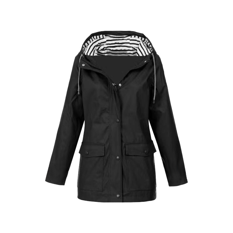 Veste Imperméable Femme à Capuche et Fermeture Éclair