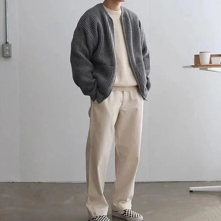 Cardigan Homme Épais et Confortable en Laine avec Poches
