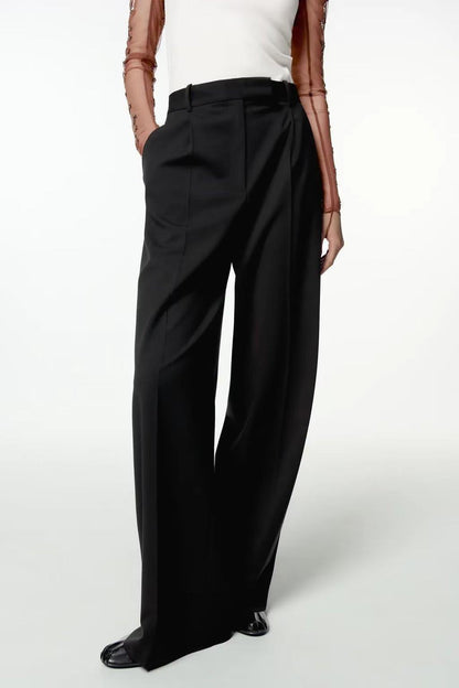 Pantalon Femme Taille Haute Jupe Large Élégant