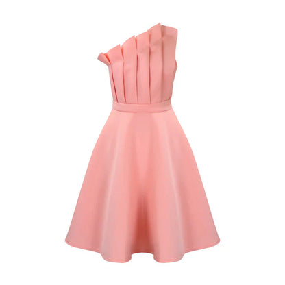 Robe Épaule Nude à Taille Évasée pour Femme
